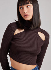 Ribbed Roll Neck Jumper With Cut Out Detail