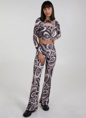 Swirl Print Cut Out Top