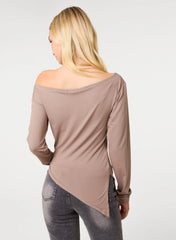 Off Shoulder Asymmetric Hem Top