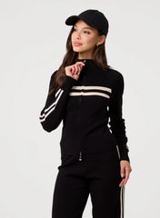 Stripe Front Zip Up Sweatshirt