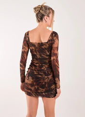 Square Neck Animal Print Dress