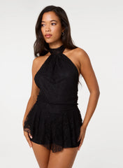 Halter Lace Peplum Playsuit