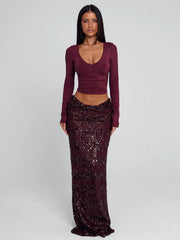ISLE MAXI SKIRT BURGUNDY