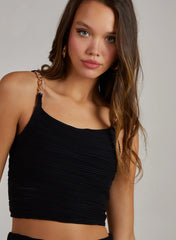 Swirl Rib Gold Chain Top