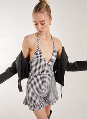 Gingham Frill Jacquard Playsuit