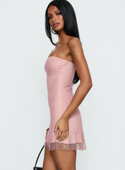 Jemira Strapless Shimmer Mini Dress Pink