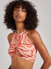 Swirl Print Halterneck Top