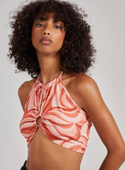 Swirl Print Halterneck Top