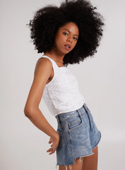 Square Neck Ruched Broderie Top