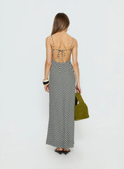 Lesondo V Neck Maxi Dress Black / White Stripe