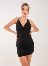 Cowl Neck Lace Mini Dress