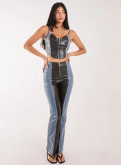 PU Flared Trousers