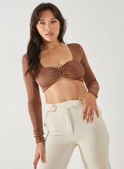 Long Sleeve Sweetheart Shimmer Top