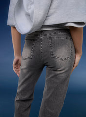 Washed Relaxed Fit High Waist Jeans