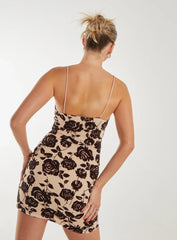 Flock Floral Strappy Mini Dress