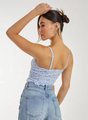 Ditsy Floral Cut Out Strappy Crop Top