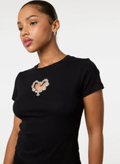 Embellished Cut Out Heart Top