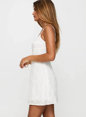 Powell Embroidered Mini Dress White