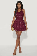 Mackenzie Rhinestone Trim Tweed Mini Dress
