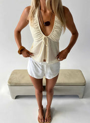 Billboards Floaty Halter Top Yellow
