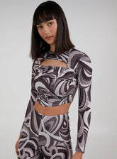 Swirl Print Cut Out Top