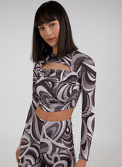 Swirl Print Cut Out Top
