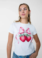 Diamante Strawberry Bow Tee
