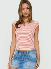 Cheirosa Off Shoulder Top Red Stripe