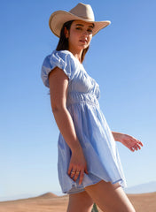 Puff Sleeve Mini Dress with Shorts