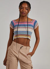 Space Dye Lettuce Hem Square Neck Crop Top