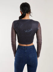 Mesh Athleisure Long Sleeve Net Top