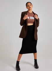 Printed Ribbed Crop Top