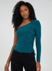 Ruched One Shoulder Slinky Top
