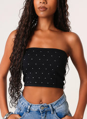 Diamante Bandeau Crop Top