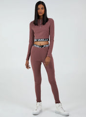 Long Sleeve Ribbed Logo Top