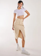 Utility Pocket Detail Midi Skirt