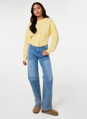 Button Front Corset Sweatshirt