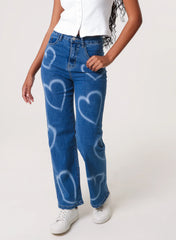 Spray Heart Detail Jeans