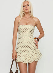 Delamere Mini Dress Yellow / Brown Polka Dot