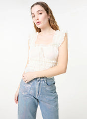 Ribbon Trim Milkmaid Top