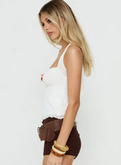 Peaceful Feeling Floral Detail Halter Top White