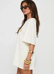 Kawabunga Oversized Graphic Top Cream
