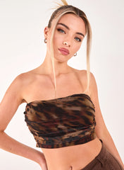 Mesh Animal Print Bandeau Top