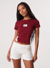 Lace Panel T-shirt With Diamantes