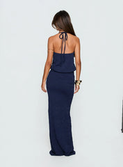 Sungold Halter Maxi Dress Navy