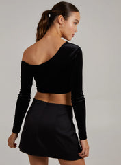 Velvet Twist Front One Shoulder Top
