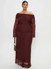 Consideration Long Sleeve Maxi Dress Chocolate Curve
