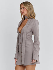 REHNEE BLAZER GREY PINSTRIPE
