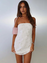 Karlottie Strapless Mini Dress White Burnout