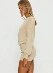 Johannah Off Shoulder Long Sleeve Knit Mini Dress Gold